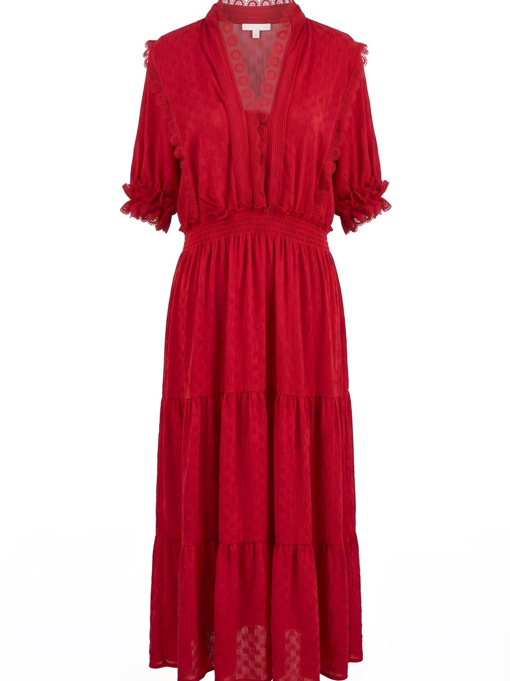Max Studio Red Lace-Trim Dress